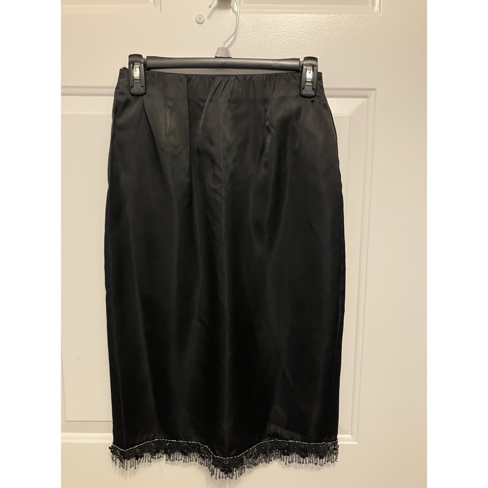 NWT Vintage NIKI by NIKI LIVAS Black Beaded Midi Skirt Size 4